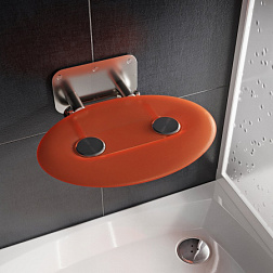 Сиденье для душа OVO-P II цвет конструкции: нержавеющая сталь, цвет сиденья: прозрачно-оранжевый B8F0000050 Ravak
