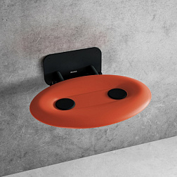 Сиденье для душа OVO-P II цвет конструкции: черный, цвет сиденья: прозрачно-оранжевый B8F0000058 Ravak