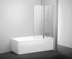 Шторка для ванны 10CVS2 100х150 см, правая, блестящая+транспарент, прозрачная, поворотная 7QRA0C03Z1 Ravak