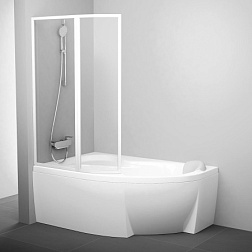 Шторка для ванны VSK2 89х150 см, левая, белый профиль, поворотная, прозрачная 76L70100Z1 Ravak