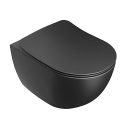 Подвесной унитаз Uni Chrome 36х51 см, чёрный матовый, безободковый, без сиденья X01794 Ravak
